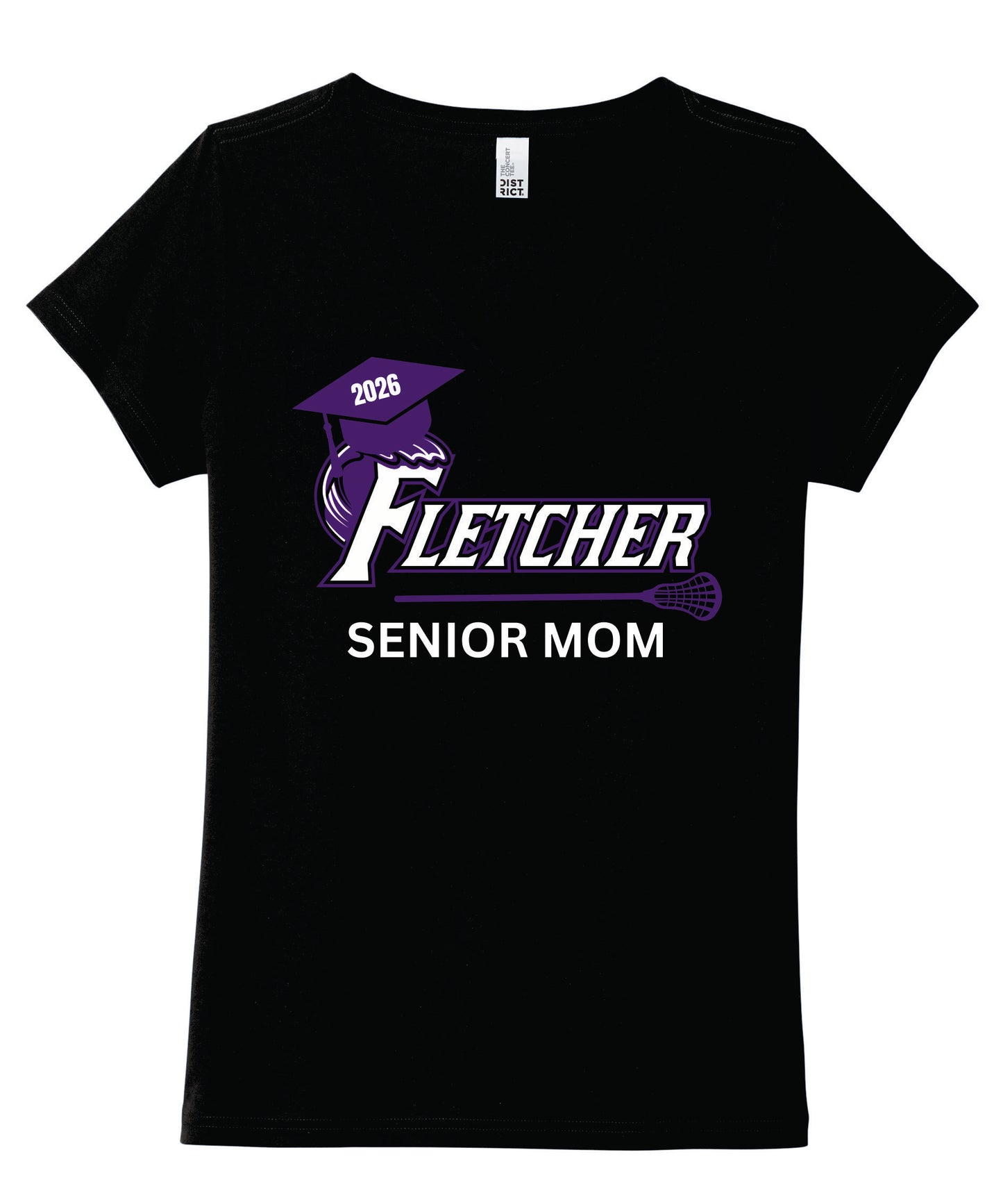 Fletcher Lacrosse Senior Mom V-Neck Ring Spun Cotton T's